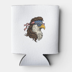 Enfriador De Latas Águila Patriótica Mullet Grabado Vintage Vector De