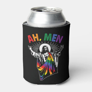 Enfriador De Latas Ah Men Funny Orgullo Gay LGBT Jesús Bandera Arcoir