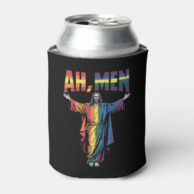 Enfriador De Latas Ah Men Funny Orgullo Gay LGBT Jesús Cristiano (Lata Anverso)