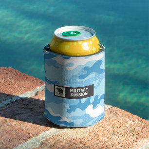 Enfriador De Latas Aislante de Bebida con Patrón de Camuflaje Azul Cl