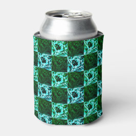 Enfriador De Latas Ajedrez azul verde y cielo o cian, con rectángulo