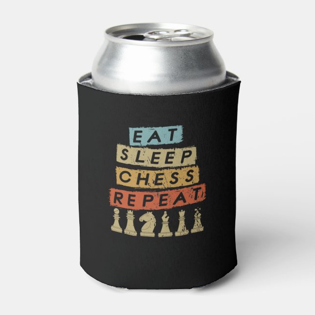 Enfriador De Latas Ajedrez - Comer Sleep Chess Repetir (Lata Anverso)