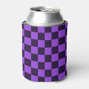 Enfriador De Latas Ajedrezado morado y lavanda llamativo 