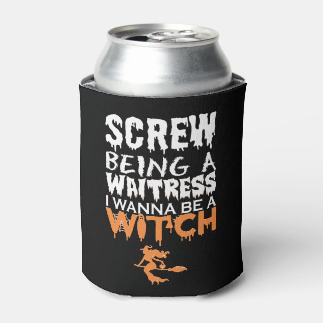 Enfriador De Latas Al diablo con la camarera Wanna Witch Halloween (Lata Anverso)