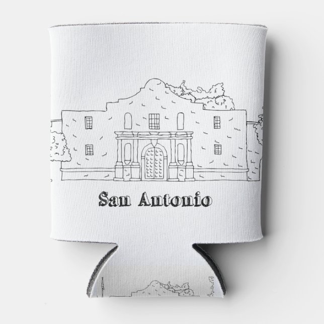 Enfriador De Latas Álamo de San Antonio Vacaciones Arte de Texas (Anverso)