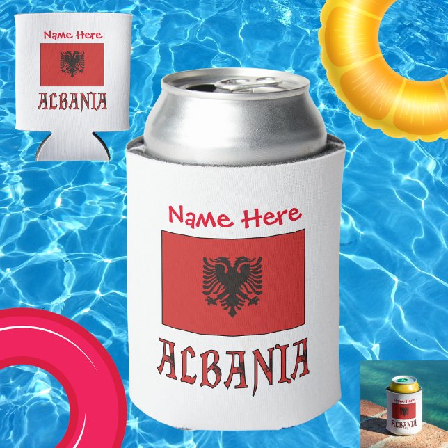 Enfriador De Latas Albania Bandera Albanesa Roja Personalizada (Subido por el creador)