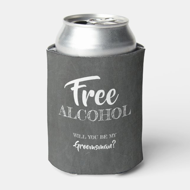Enfriador De Latas Alcohol Libre - Divertida Propuesta Groomsman (Lata Anverso)