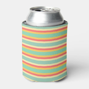 Enfriador De Latas Alegres franjas azules rosas amarillas verdes