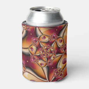 Enfriador De Latas Alegría Colorida Abstracta Fantasía Fractal Naranj