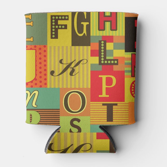 Enfriador De Latas Alfabeto retro, encanto vintage (Anverso)