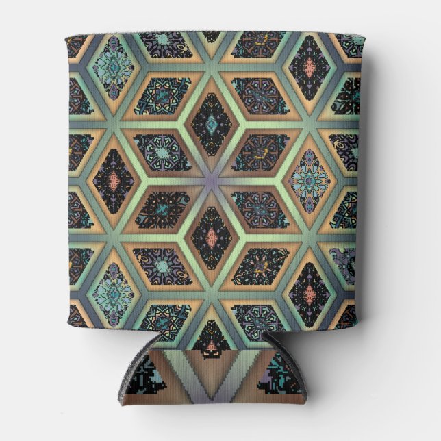 Enfriador De Latas Alfombra floral de Vibrant Mandala (Anverso)