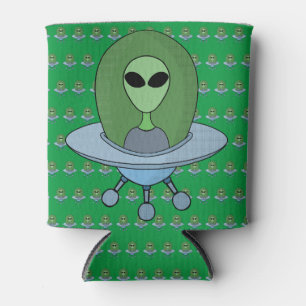 Enfriador De Latas Alien en su pequeña nave espacial