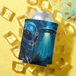 Enfriador De Latas Alienígenas hiperrealistas y OVNI en el bosque