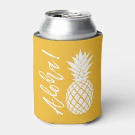 Enfriador De Latas Aloha Pineapple Beach Fiesta Luau | blanco amarill