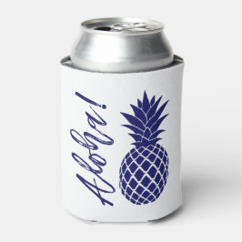 Enfriador De Latas Aloha Pineapple Beach Fiesta Luau | blanco marino