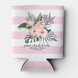 Enfriador De Latas Aloha Tropical Flamingo Bachelorette Personalizada