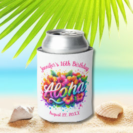 Enfriador De Latas Aloha Tropical Hawaiano Cumpleaños Luau Fiesta Can