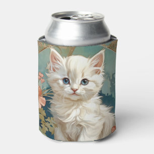 Enfriador De Latas Alphonse Mucha Estilo Gato Blanco