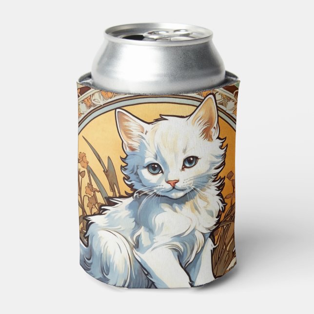 Enfriador De Latas Alphonse Mucha Style Cat (Lata Anverso)