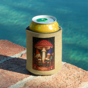 Enfriador De Latas Amanita Mushroom y Gnomes