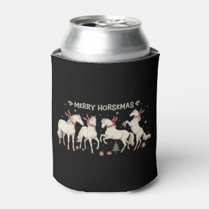 Enfriador De Latas Amante del Caballo de Navidad Granjero Feliz de Ho