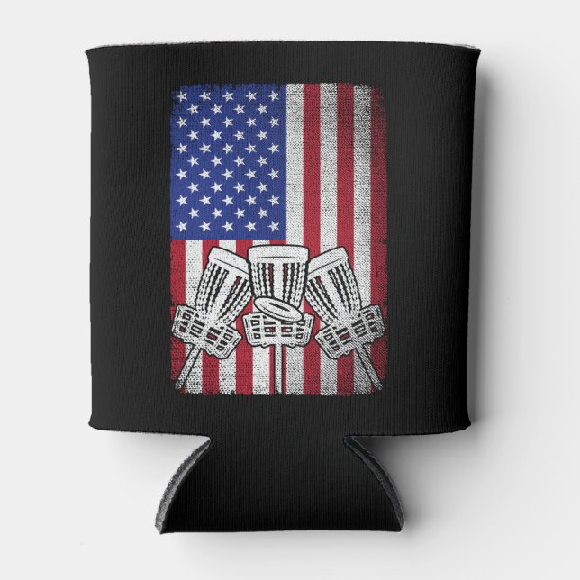 Enfriador De Latas Amante del disco volador de golf Hombres Bandera e (Anverso)