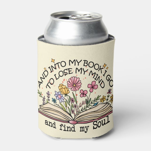 Enfriador De Latas Amante del libro floral (Lata Anverso)