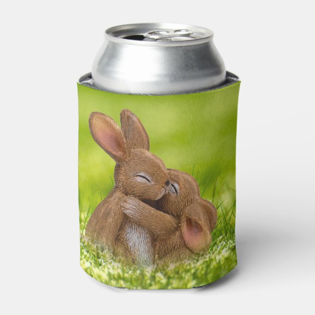 Enfriador De Latas Amantes de los conejitos de primavera (Lata Anverso)