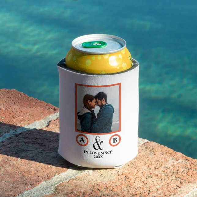 Enfriador De Latas Amantes del el día de San Valentín pareja monogram (Piscina in situ)