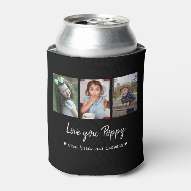 Enfriador De Latas Amar a tu amapola 3 Collage de fotos Personalizado (Lata Anverso)