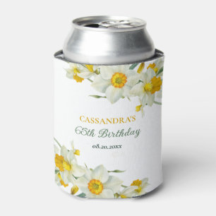 Enfriador De Latas Amarillo Daffodil Rustic Floral Cumpleaños
