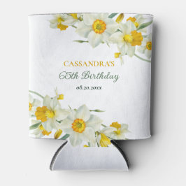 Enfriador De Latas Amarillo Daffodil Rustic Floral Cumpleaños