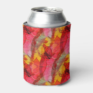 Enfriador De Latas Amarillo rojo del arte de la acuarela
