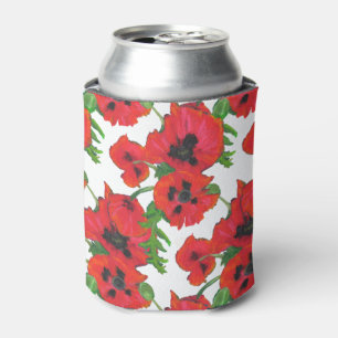 Enfriador De Latas Amasio Patrón de Amapolas Orientales Rojo Brillant