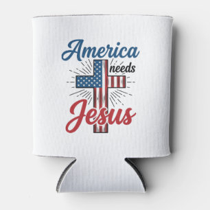 Enfriador De Latas America Necesita Jesús Diseño de Camiseta de Cruz 