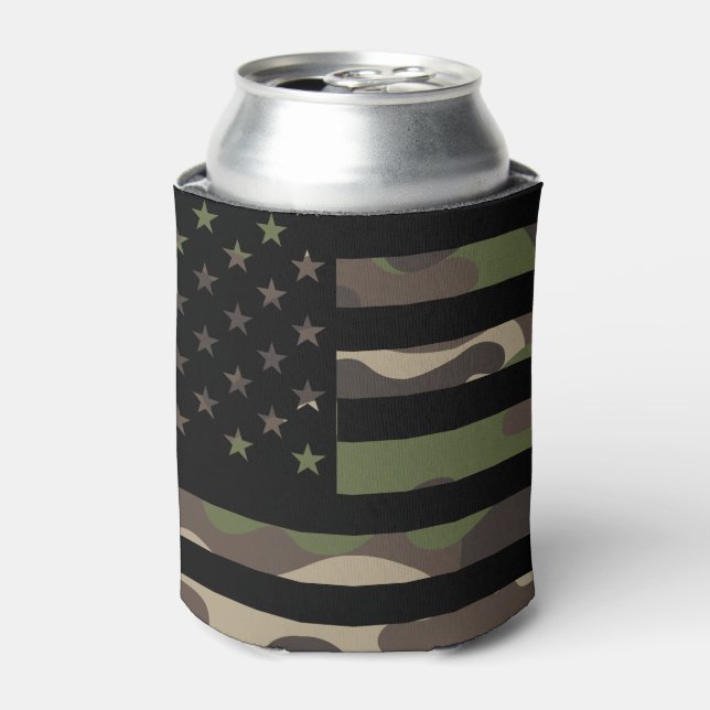 Enfriador De Latas American Flag Camouflage Camo Patriotic USA (Lata Anverso)