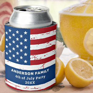 Enfriador De Latas American Flag Personalized USA 4th Of July Party