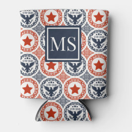 Enfriador De Latas Americana Heritage Eagle Damask Monogram