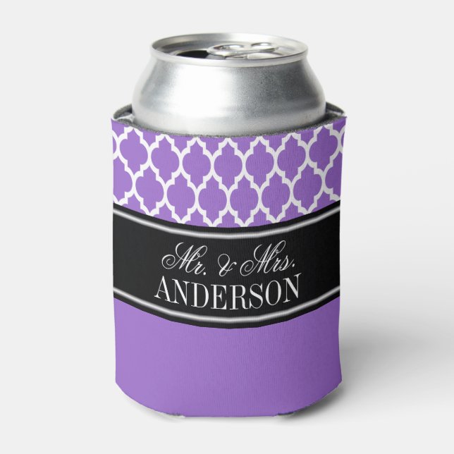 Enfriador De Latas AmethyMoroccan #4 CB Boda de nombre negro (Lata Anverso)