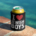 Enfriador De Latas Amo a los chicos judíos que corazón a los judíos H<br><div class="desc">Amo a los chicos judíos que corazón a los judíos Hanukkah</div>