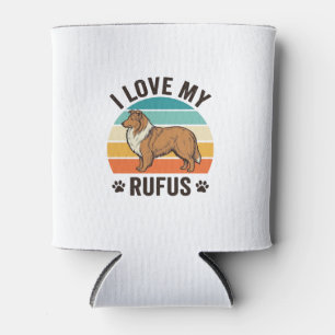 Enfriador De Latas Amo a mi diseño de perro vintage Rufus_1