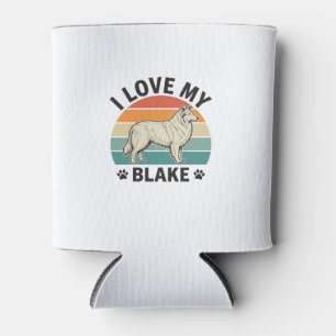 Enfriador De Latas Amo a mi perro Blake Diseño de grabado retro_1
