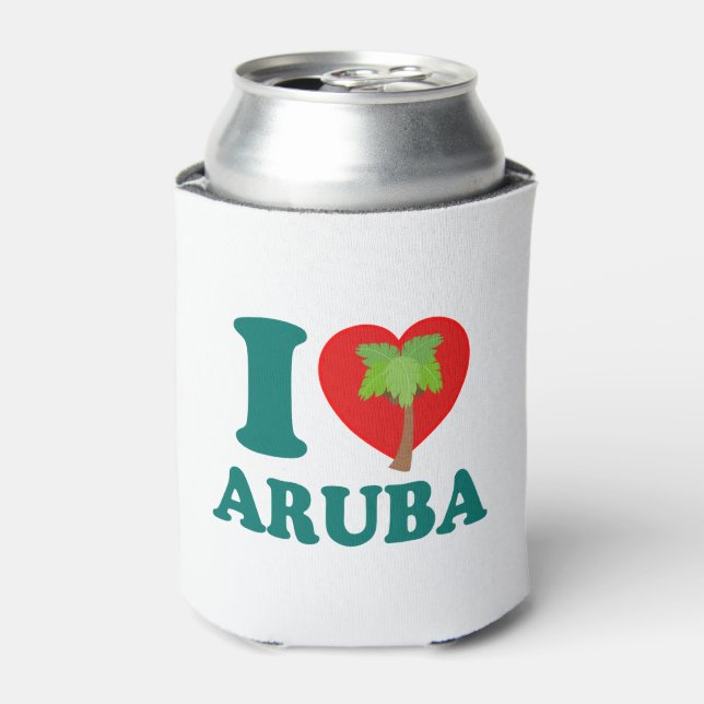 Enfriador De Latas Amo Aruba Palm Tree (Lata Anverso)