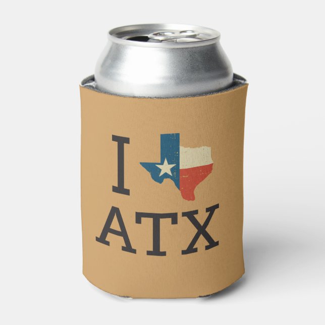 Enfriador De Latas Amo Austin Texas I <3 ATX) (Lata Anverso)