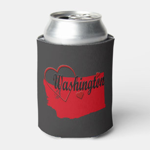 Enfriador De Latas Amo el mapa de corazones de Washington