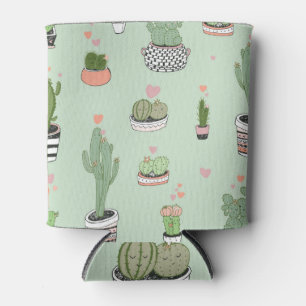 Enfriador De Latas Amor Cactus: Patrón Personalizado.