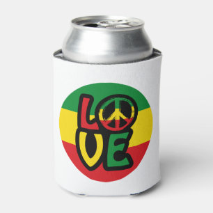 Enfriador De Latas AMOR con símbolo de paz, estilo reggae