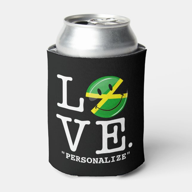 Enfriador De Latas Amor desde Jamaica Bandera sonriente (Lata Anverso)