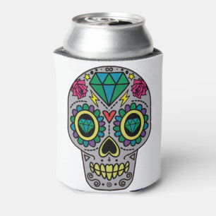 Enfriador De Latas Amor enrrollado de Boho del diseño del cráneo de