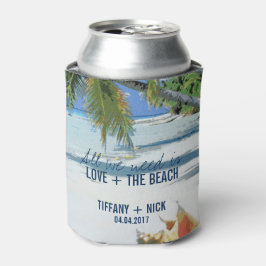 Enfriador De Latas Amor + Los Favores Del Día De La Boda Tropical En
